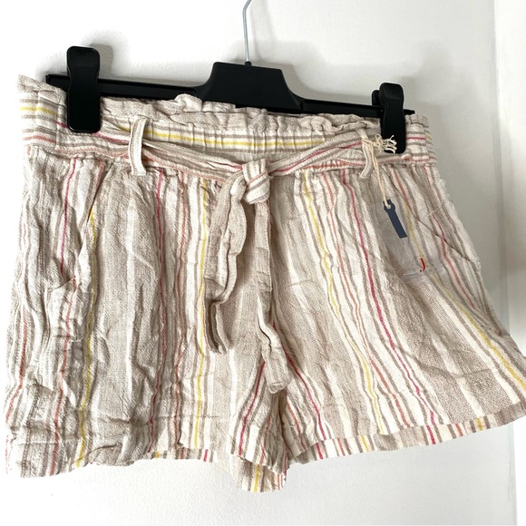 Jolt Linen Blend Striped Tie Waist Shorts NWT - Picture 2 of 7